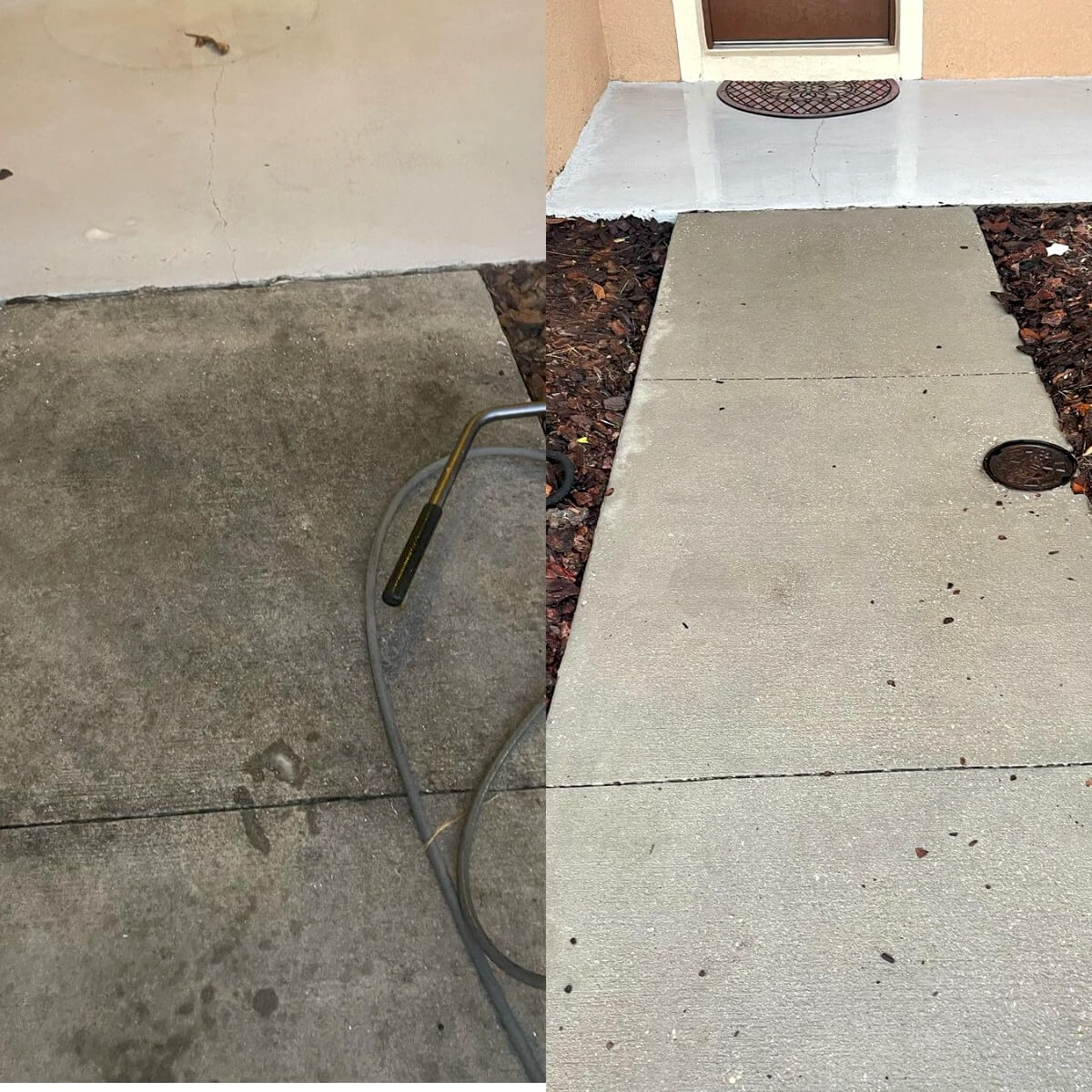 Before & After Difference of Pressure Washing Side Walk